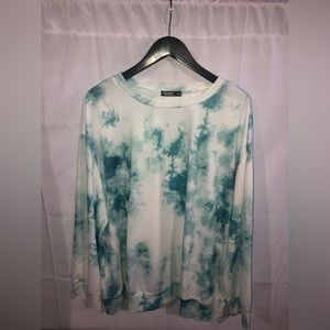 Shein Curve 2x Long Sleeve Teal Tie Dye Sweatshirt